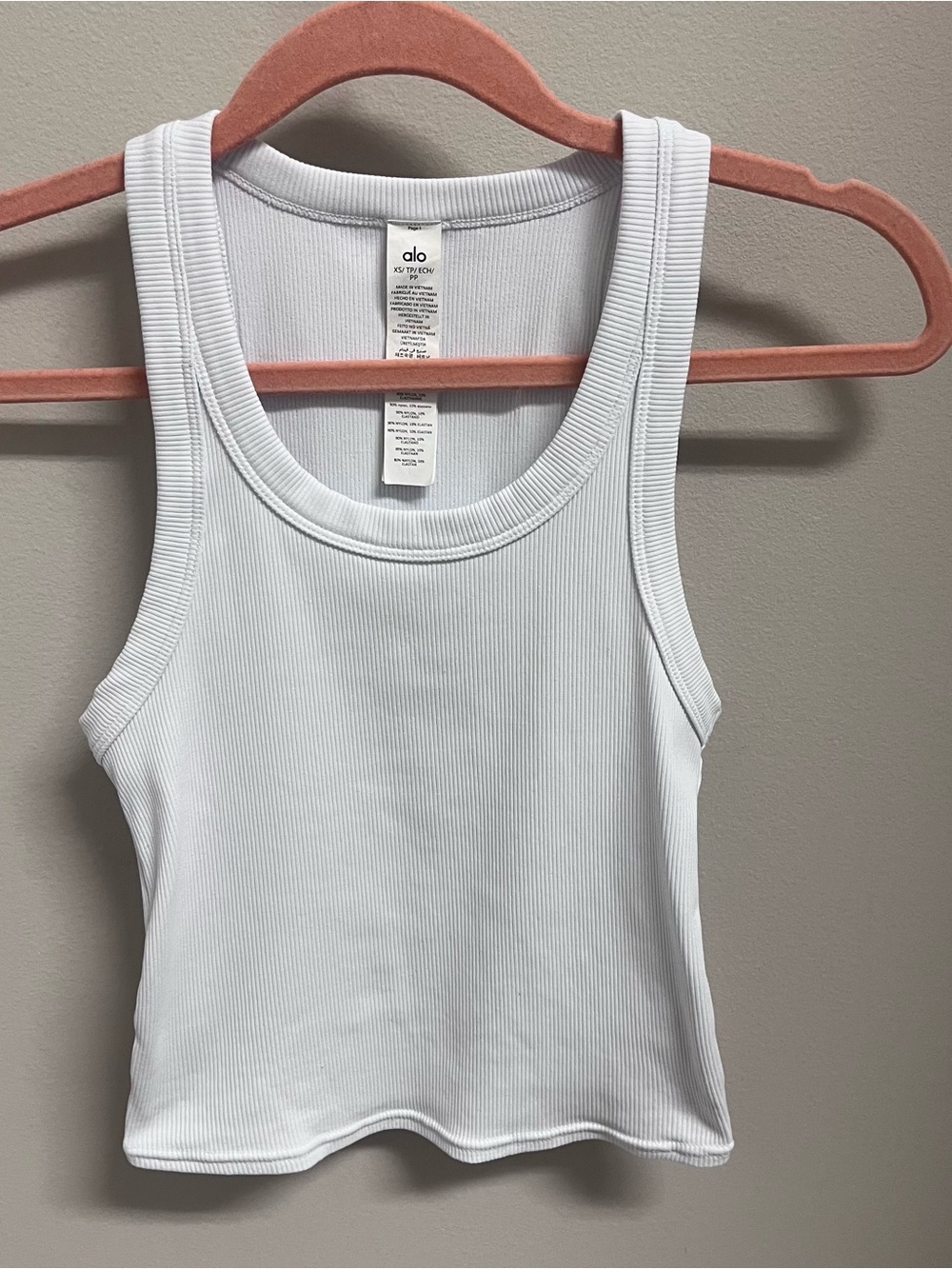 ALO Yoga White Ribbed Tank - Scoop Neck Crop
